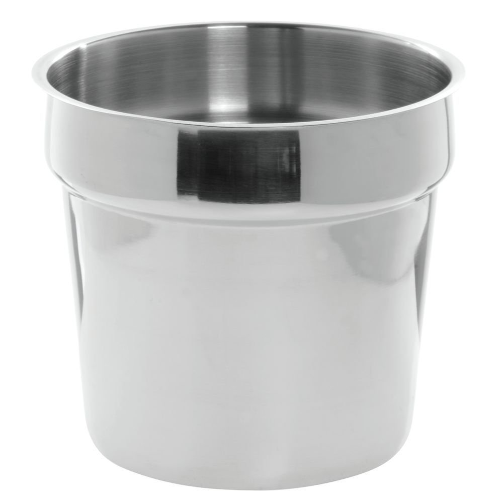 Bain Marie Inset Pan 7 Quart Stainless Steel - 8 7/8 Dia x 8 1/4 H by HUBERT – 7 Quarts, Stainless Steel, Silver, Model INS07