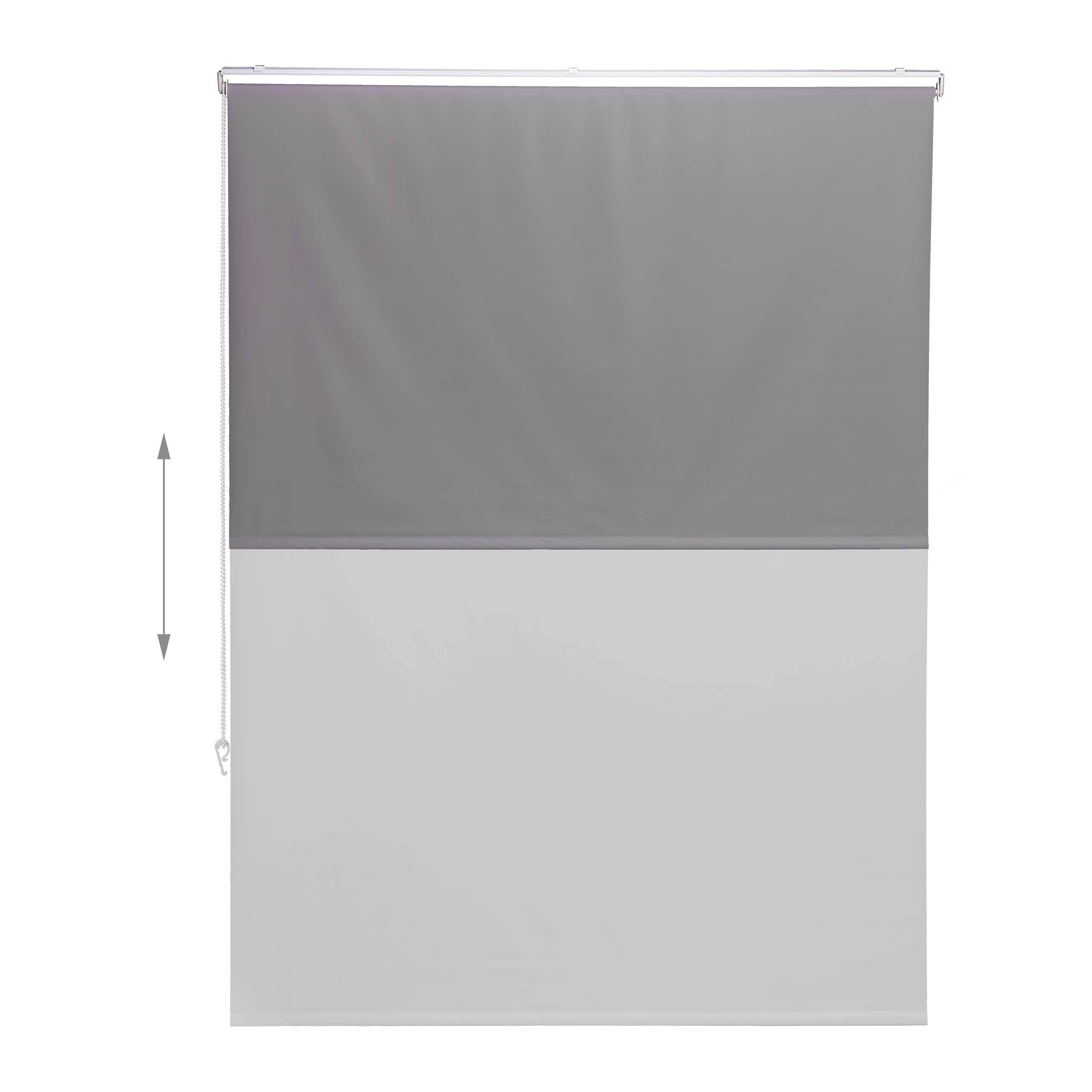 Relaxdays Tenda per Doccia Moderna, 120x240, Vasca da Bagno, Idrorepellente, Montaggio a Soffitto, Rullo Finestra,Grigia