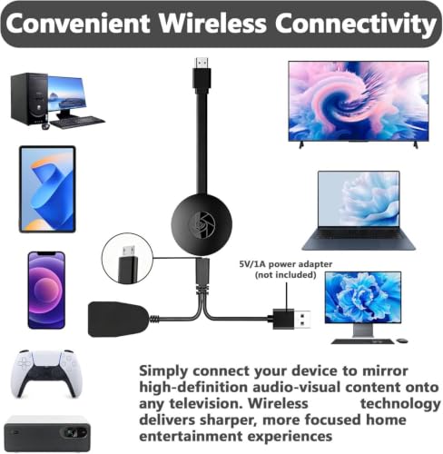 Dongle TV sans fil, adaptateur d'affichage sans fil Bluetooth 1080P pour Chromecast/Miracast/Airplay/iOS/Android/Mac/Windows/PC Moniteur TV Stick Screen Mirroring – vue 5