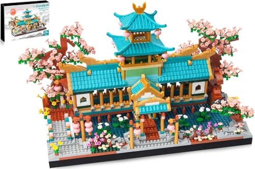 OundarM Mini Chinese Classical Garden Building Blocks Set, Sakura Botanical Collection Building Set for Adults, 14+ Teens, Home Decor Accessories (2350 Pcs)