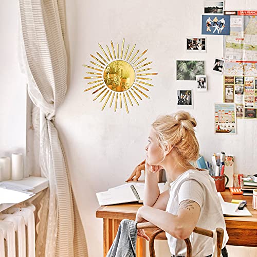 Juju's Vibes Cute Preppy Sun Mirror Wall Decor For Teen Girls Bedroom, Dorm Room, Preppy Mirror Decor, Aesthetic Gold Preppy Decorative Mirror Sticker Acrylic 15 Inch #TOP7