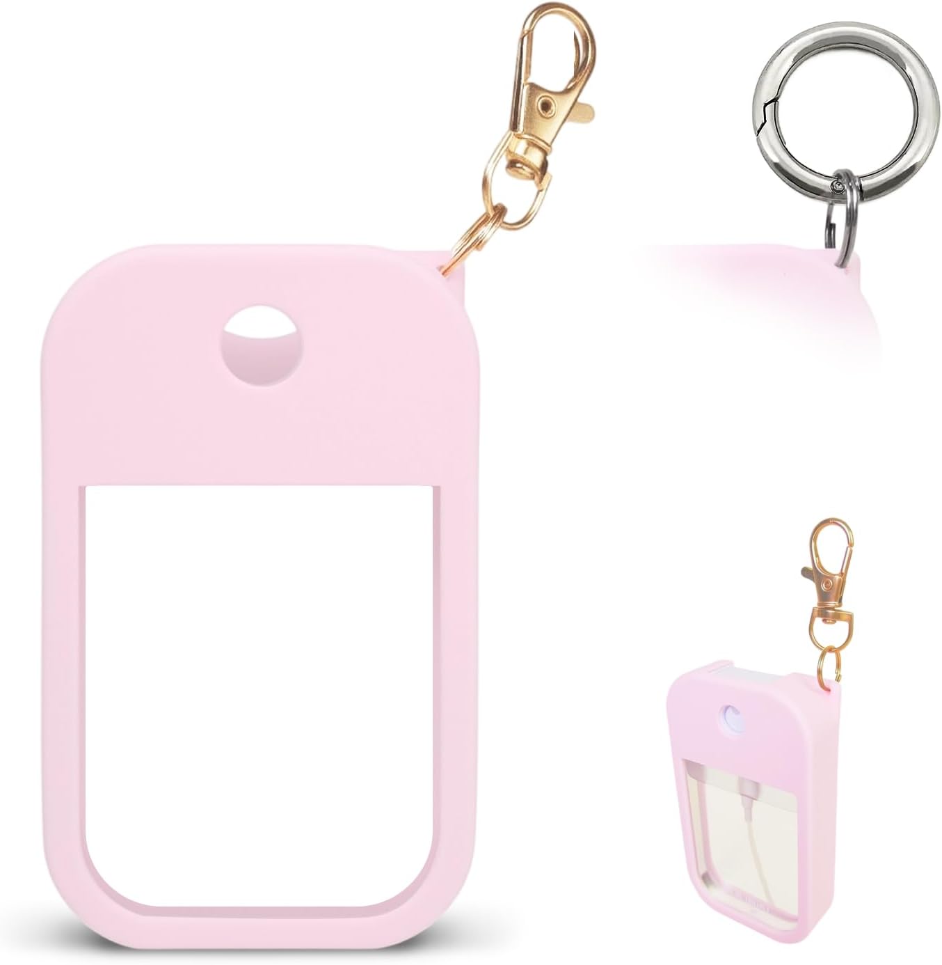 1 PC Soft Silicone Case for Touchland Power Mist (1FL. OZ./30 mL), Protective and Stylish Case with Keychain Compatible with Touchland Hand Sanitizer Spray (Pink)
