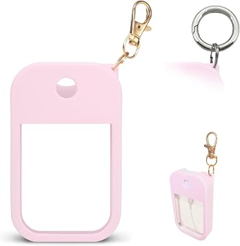 1 PC Soft Silicone Case for Touchland Power Mist 1FL. OZ./30 mL, Protective and Stylish Case with Keychain Compatible with Touchland Hand Sanitizer Spray Pink