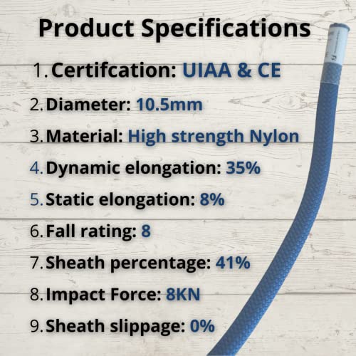 image for Mountain Rocks Dynamic Climbing Rope UIAA 10.5mm 50M(164ft)/60M(196FT)