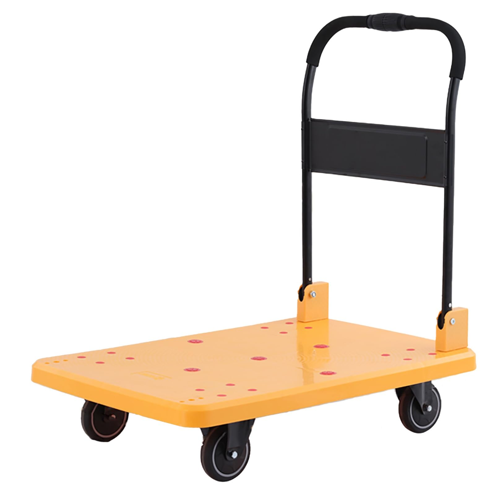 LKLNKVL Handcart, With Brake Function, No Crossbar Design, Save Space, for Moving, Luggage, Warehouse(Orange,Large)