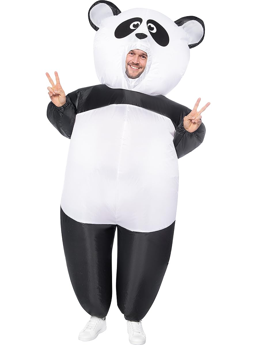 Funidelia | Disfraz de oso panda hinchable para hombre y mujer Animales, Oso, disfraz de despedida de soltero - Disfraz para adultos para Fiestas, Carnaval y Halloween - Talla única - Blanco
