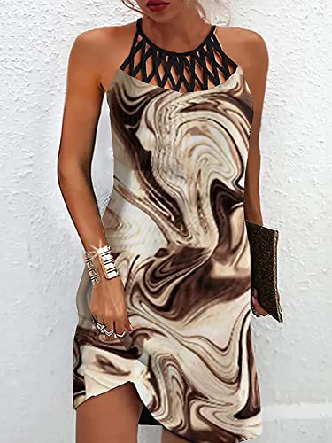 Image of BIRW Summer Dresses for Women 2026 Casual Floral Halter Neck A-line Beach Vacation Sundresses