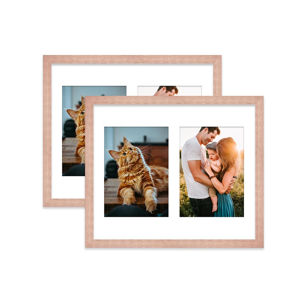 Bronze Multi Photo Frame - Holds 2 x 7x5 Pictures, Family Collage Picture Frame for Wall Display, 12x10 Frame size, Set of 2