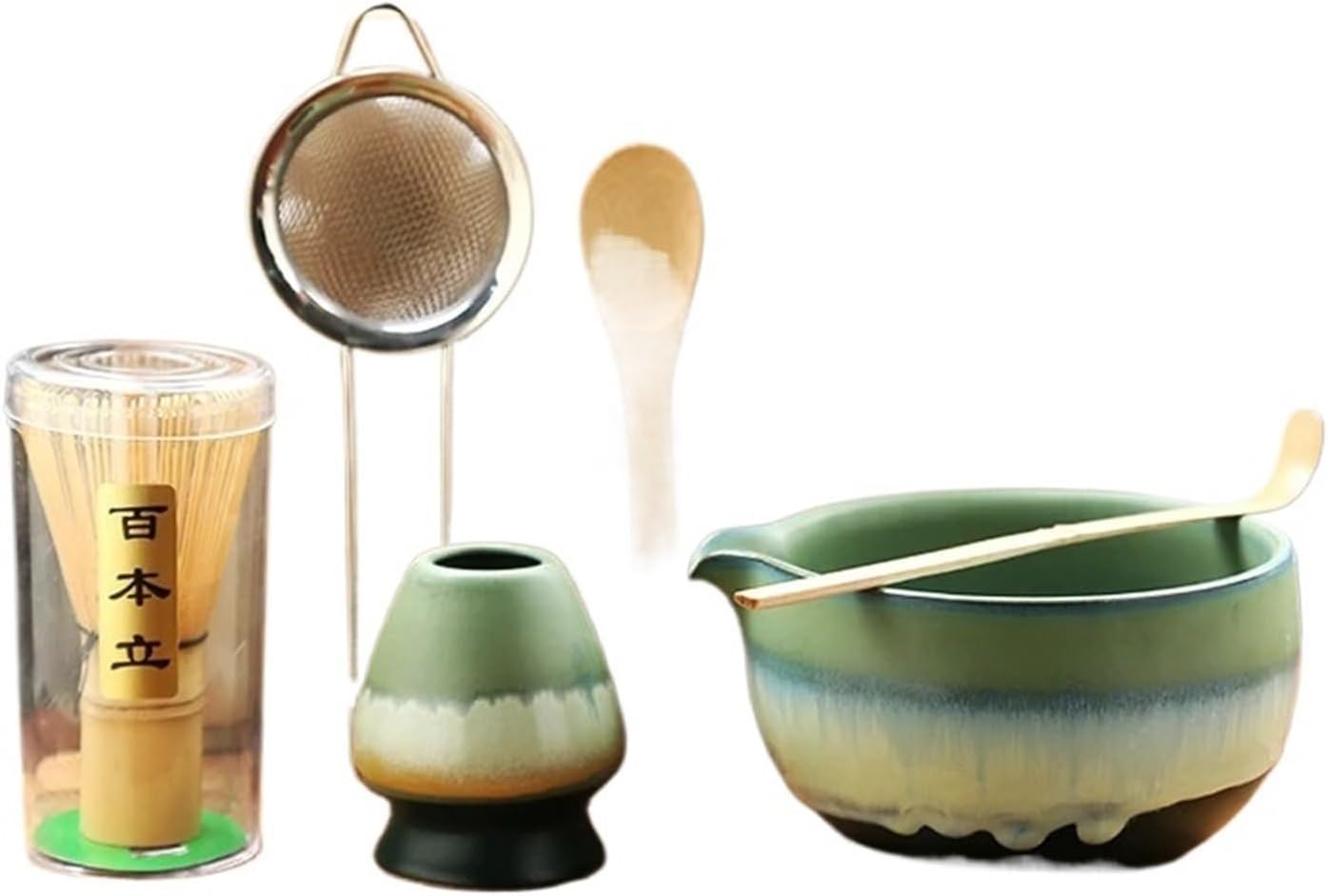 6PCS Matcha Teaset Matcha Making Set with Bowls &Holder Teaspoon Sifter(6PCS Style 05)