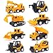 Vehicules de Chantier Petite Tirer la Voiture Miniature Camion Jouet Jeu de Construction à Friction pour Enfant 3 Ans, 8 pièces Set