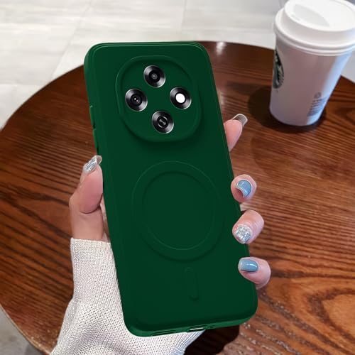 Image of Outlouders Back Cover for Oppo F31 Pro 5G Soft Matte Silicone Cover with Slim Fit | Mag-Safe Logo (Not Mag-Safe Compatible) | Shockproof | Camera Protection Bumper Case (Green)