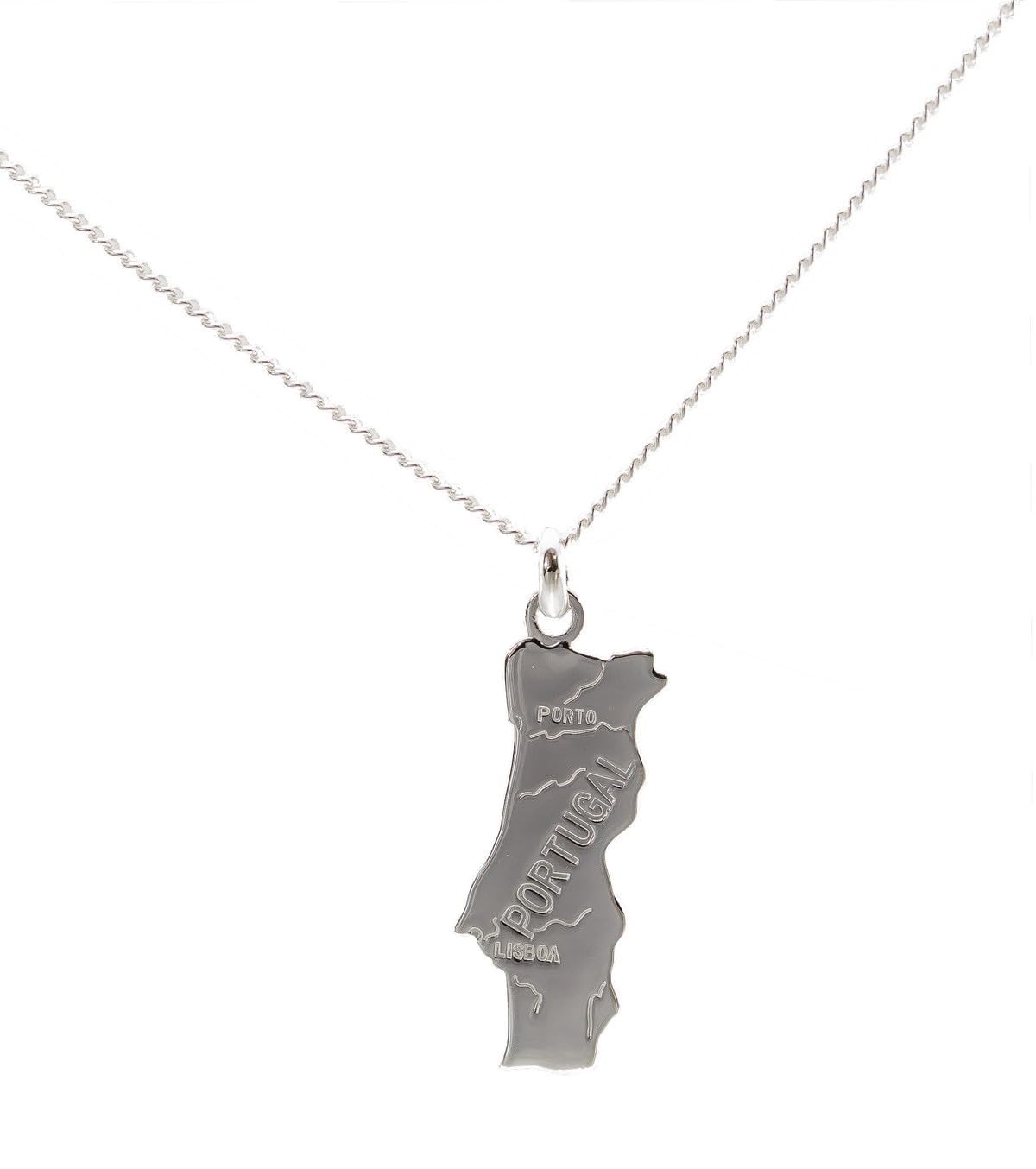 collier 50cm | pendentif Portugal | en argent massif 925 | ensemble collier avec chaine et boite prêt à offrir | cadeau homme
