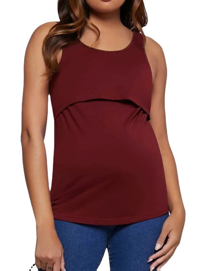 Gilet de grossesse sans manches bordeaux taille S pour femme enceinte