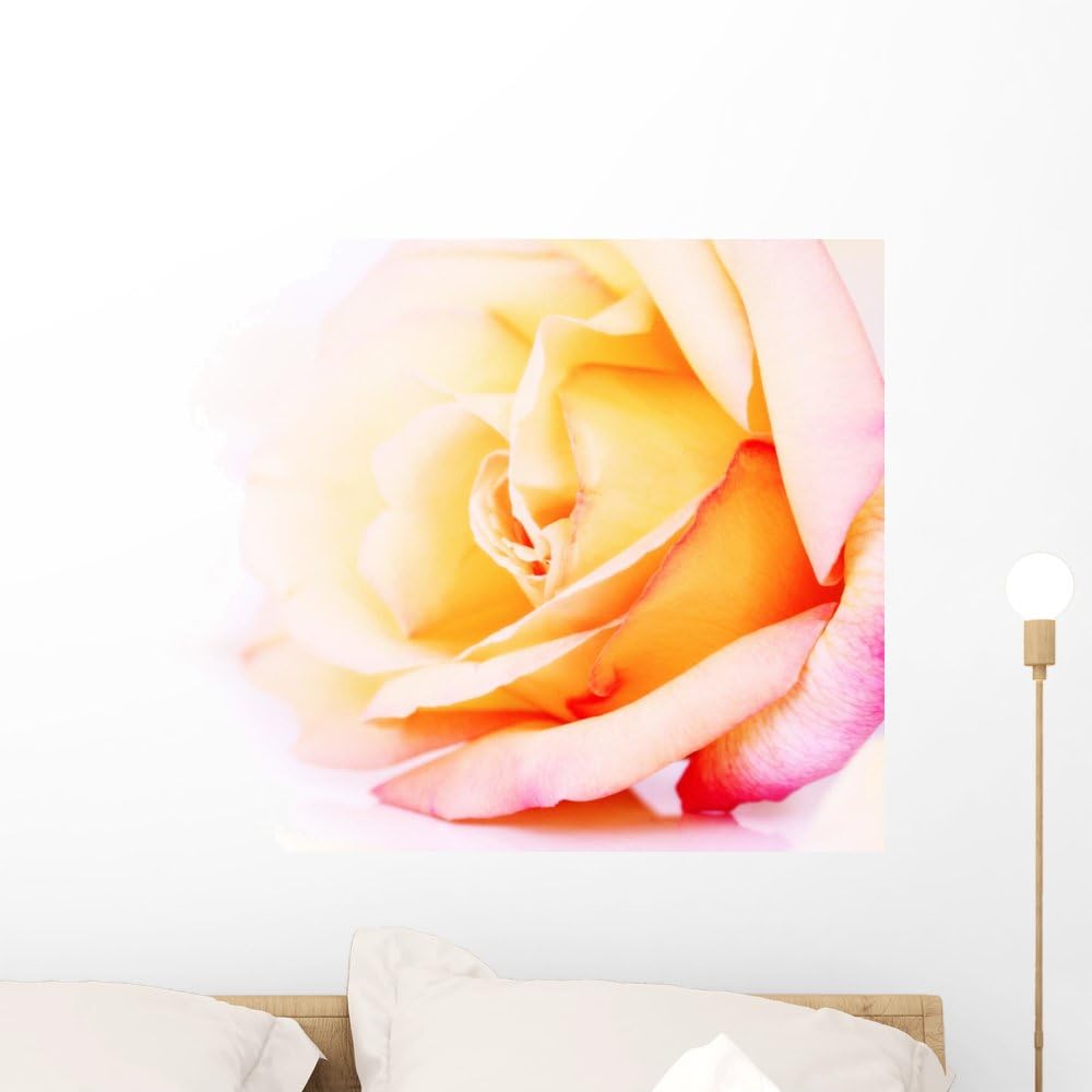Wallmonkeys Delicate Yellow and Pink Wall Mural Peel and Stick Floral Graphic (24 in W x 18 in H) WM131644
