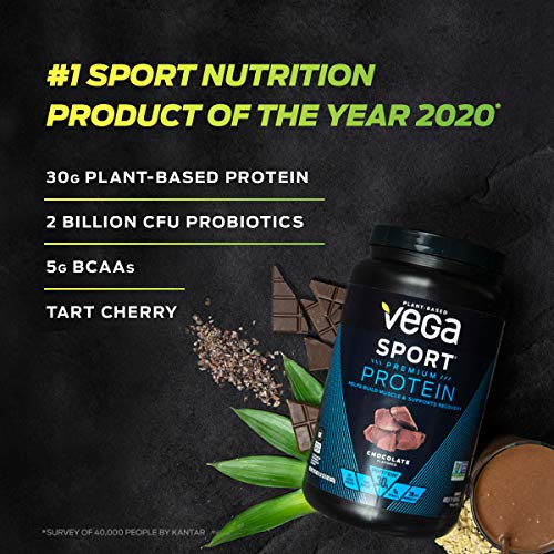 image for Vega Sport Premium Protein Powder, Chocolate, Vegan, 30g Plant Based P