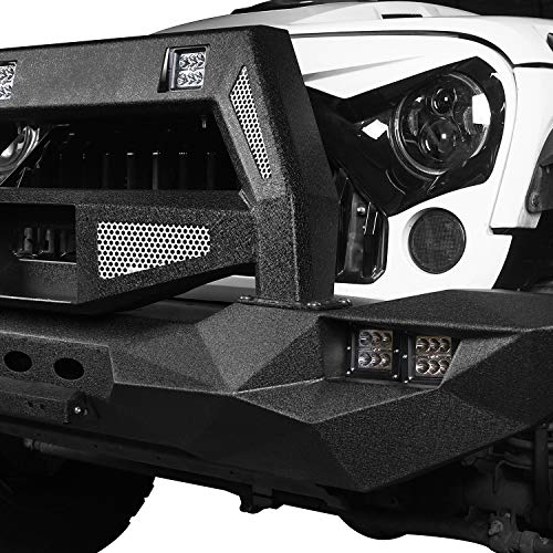 Hooke Road Gladiator Style Front Bumper W/Winch Plate For 2007-2018 Jeep Wrangler Jk & Unlimited 2/4 Doors #TOP3