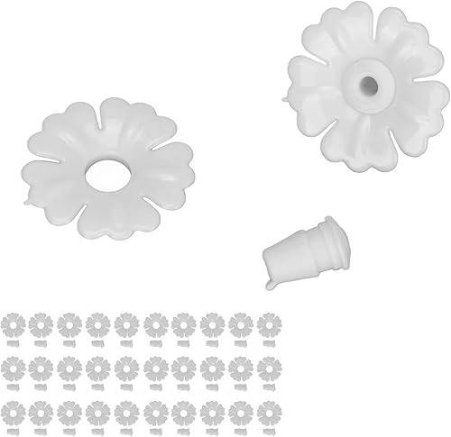 Miniatura 8 de Juego de 30 comederos colgantes para colibrí, flores, puertos de alimentación de pájaros, repuesto para exteriores, suministros de jardín (blanco)