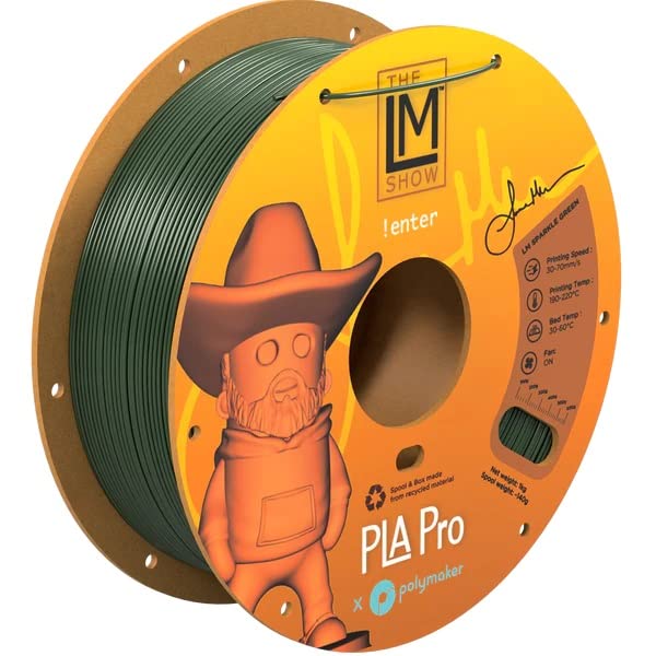 Image of Polymaker PLA PRO Filament 1.75mm 1kg, Tough & High Rigidity LM Sparkle Green 3D Printing Filament 1.75mm, PolyLite PLA PRO 3D Printer Filament 1.75mm, Print with Most 3D Printers