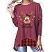 Tops de mujer talla 14, camiseta elástica con hombros descubiertos, camiseta de camisa de liquidación de poliéster, cuello a cuadros, estampado OutdoorGirl, rosso, M