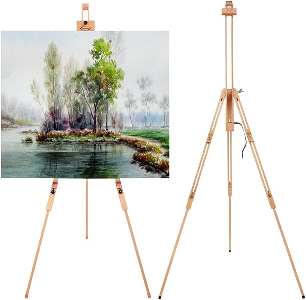 HBJWOV Adjustable Easel Stand Solid Wood Portable Telescopic Tripod Field Painting Easel Drawing Canvas Sketchbook