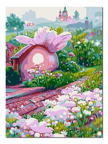 Peinture par numéros paysage de roses pour salon chaleureux