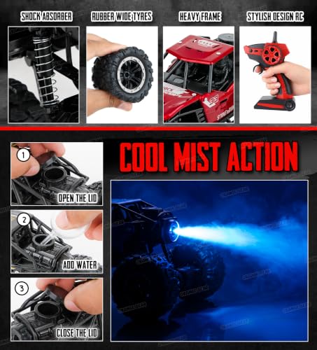 Image of Orange Bear Remote Control Car Toy (1 Year Warranty) Mist Spray Effect Monster Truck Drift RC Car Rock Crawler | Rechargeable | 100+ft Range 2.4GHz Remote | Type-C USB | 2WD Off-Road Racing Car