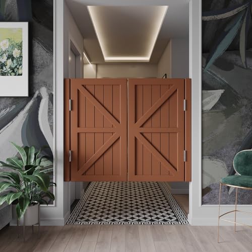 カフェドアーズ スイングドア木製 家の装飾、70x90cm ハーフウエストドア 廊下寝室西洋カフェ木製スイングドア、ホームランドリールームハーフウエストドア、カスタムサイズをサポート(Brown,140x90cm (W x H))