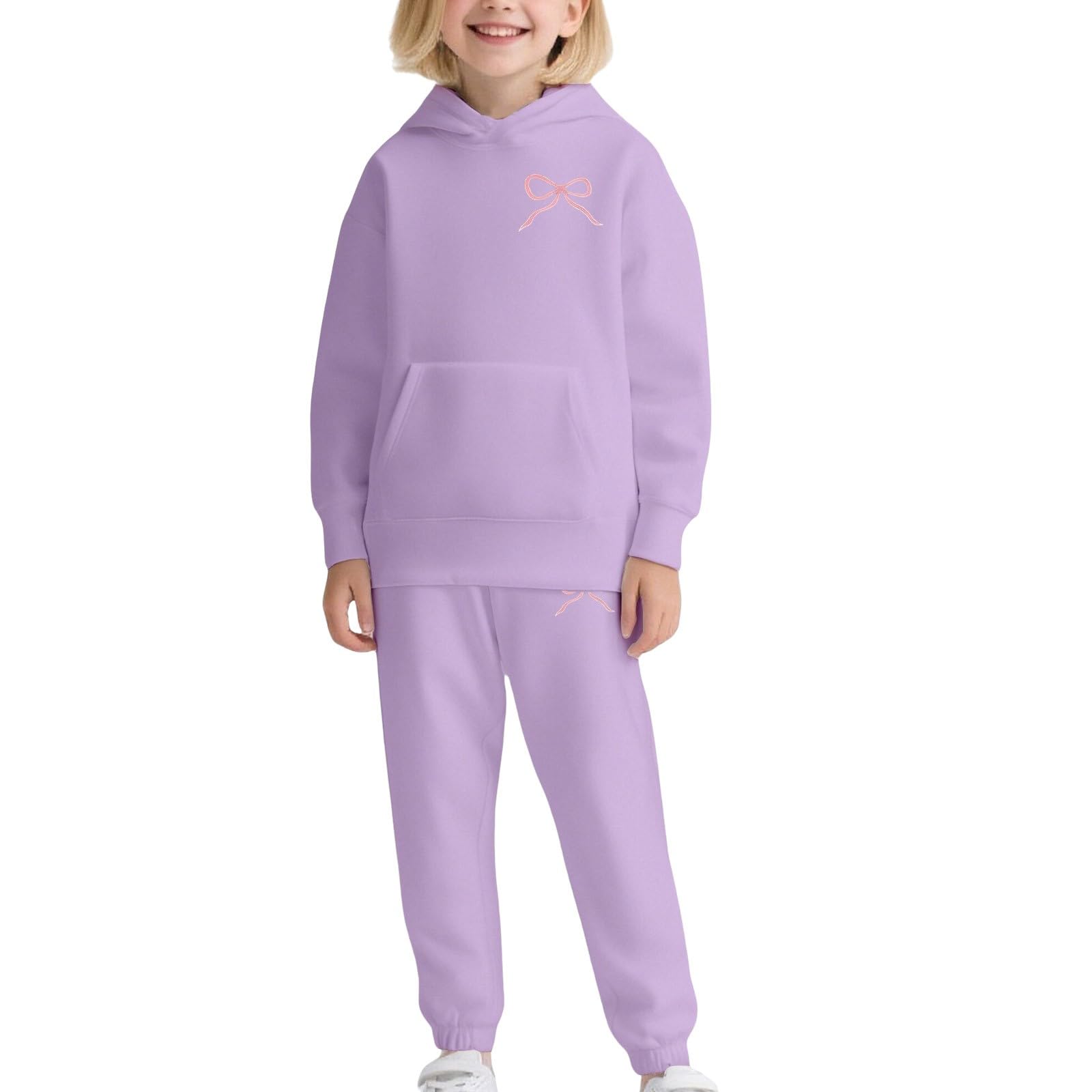 Conjunto de chándal para niñas, sudadera con capucha y pantalones deportivos de 2 piezas