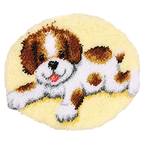 TQQT Latch Hook kit for Adults Kids,Round Dog Rug Cover