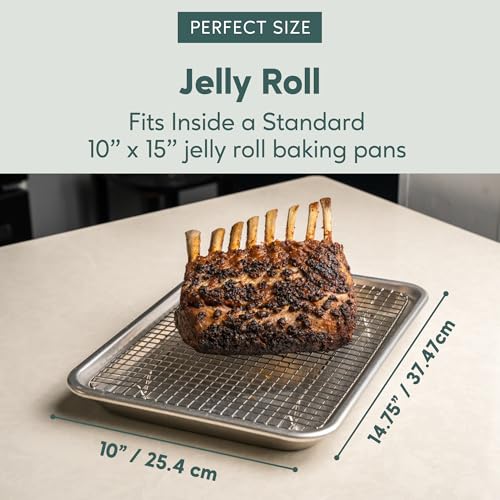 Image of Ultra Cuisine Cooling & Baking Rack Set - Sheet Pan - 10'' x 14.7 inch | 100% Stainless Steel, Oven-Safe, Dishwasher-Safe, Heavy Duty Tight-Wire, Set of 2, Half Sheet Pan Cooling Racks, Easy Clean