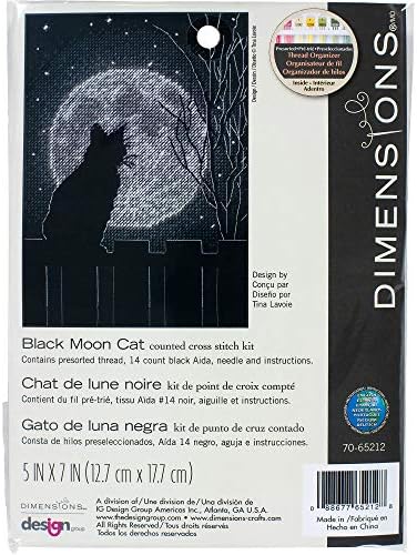Dimensions Black Moon Cat Counted Cross Stitch Kit, Multi-Color
