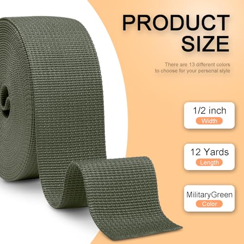 Image of CooBigo 12 Yards Webbing 1 inch & 1.5 inch & 2 inch Polypropylene Webbing Strap 1 Inch 1.5 Inch 2 Inch Wide Webbing Strapping for Bags /Lawn Chair /Pool Solar Cover DIY Crafting