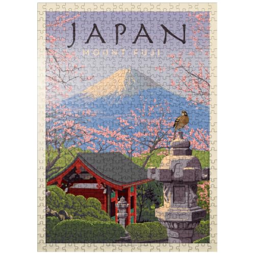 MyPuzzle Japan: Monte Fuji, Póster Vintage - Rompecabezas Premium de 500 Piezas para Adultos