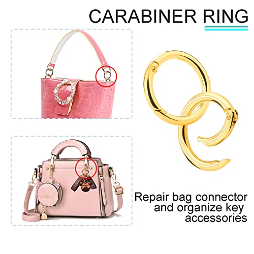 Image of 10 Pack 1 Inch Gold Spring O Rings, Metal Keychain Ring Round Carabiner Clips for Replacement Purse Ring Hardware, Keyrings Buckles, Paracord Keychain Lanyard, Home Car Keyrings Attachment