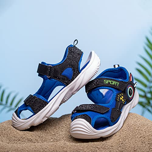 Closed Toe Sandals For Boys And Girls For Active Play And Activities; Adjustable Hook And Loop Straps, Breathable Mesh Upper, Comfortable And Thick Non-Slip Sole; Boys Sandals For Beach, Pool, Bikes, Walking #TOP6