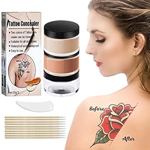 Tattoo Cover Up, Invisible Skin Concealer Set with Full Coverage Colors, Waterproof Makeup Cream for Tattoo, Scars, Vitiligo and Dark Spots, Use on Body