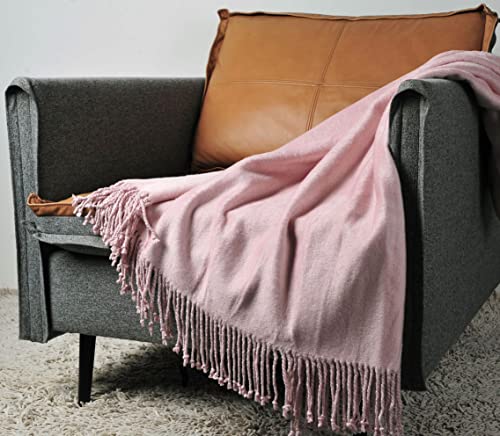 Ep Mode Fringed Mulberry Silk Throw Blanket For Sofa (Cameo Pink) #TOP3