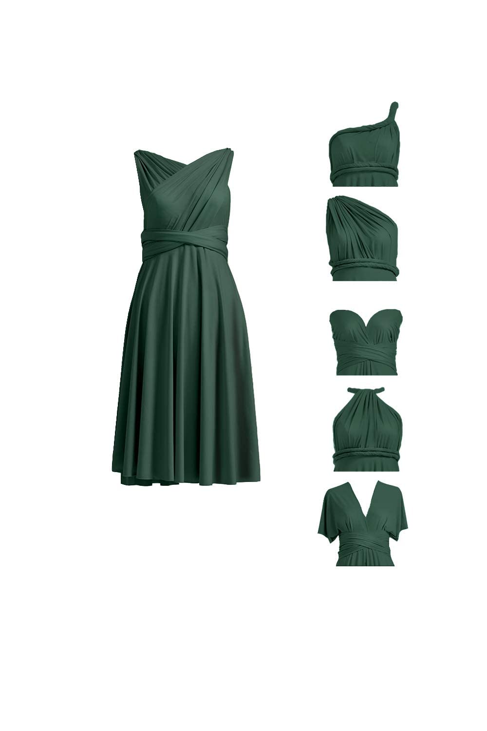 N/ C Women's Green Convertible Dress Short Infinity Dress Transformer Multiway Wrap Dress For Bridesmaid Uk8