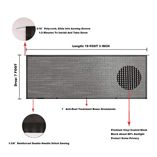 Image of RV Awning Mesh Sun Shade Screen for Motorhome Camper Trailer Sunshade