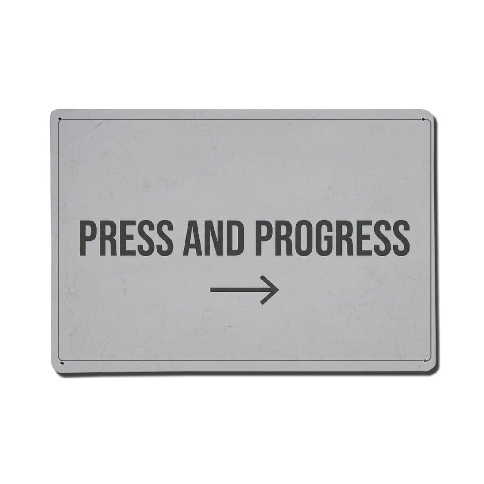 Olhnbad Style Press And Progress Toilet Humor Text Layout Metal Tin Sign