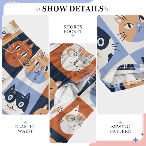 Funny Cats Faces Checkered Boys Pants for Kids Jogger Pants with Pockets S-XL4