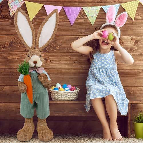 DRDUDU-Easter-Bunny-Decor-27-FT-Large-Bunnies-Statue-Outdoor-Porch-Decorations-with-Carrot-Sisal-Tall-Bunny-Topiary-Easter-Standing-Straw-Rabbit-for-Indoor-Garden-Farmhouse-Front-Door-Spring DRDUDU Easter Bunny Decor 27 FT Large Bunnies Statue Outdoor Porch Decorations with Carrot Sisal Tall Bunny Topiary Easter Standing Straw Rabbit for Indoor Garden Farmhouse Front Door Spring