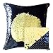 HeMiaor Funda de cojín con lentejuelas doradas, color negro y claro, diseño de sirena, 40,64 x 40,64 cm