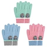 Migliore Wear Winter Kinder Handschuhe, 3 Paar Vollfinger Handschuhe für Jungen und Mädchen, Warme Strickhandschuhe Stretch für 4-6 Jahre
