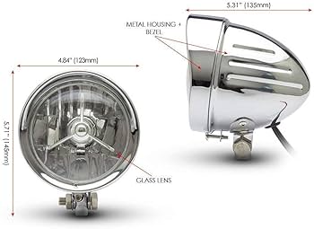 Amazon.co.jp: オートバイヘッドライト 5インチ クロムメタル カスタム
