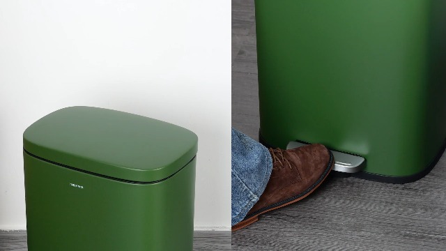 Image of happimess Curtis 8 Gal Step Trash Can Soft Close 25 inch, Pine Green