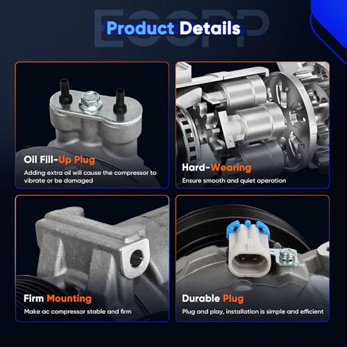 Image of ECCPP AC Compressor Fit for Chevrolet Sonic L4 1.6L 1.8L 2012 | Fast Cooling AC Compressor for Car