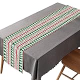ℰ【Decoración de mesa exquisita】: El Party Runner for Table está diseñado con elementos navideños rojos y verdes, perfecto para decorar su mesa de comedor y brinda un fuerte ambiente festivo.
