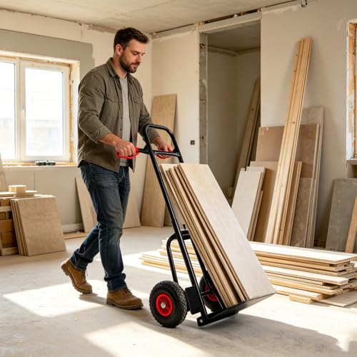 Carretilla manual plegable de acero 330 lb con ruedas de goma 10 pulg miniatura 6