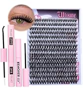 Lash Extension Kit 300PCS Cluster Lashes Kit 50D Individual Lashes 9-16MM Lash Clusters Kit D Cur...